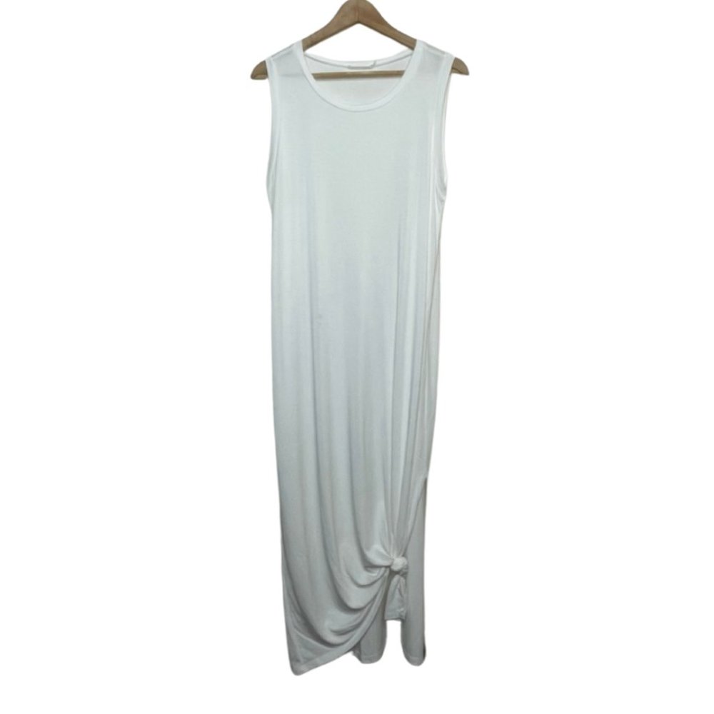 LUSH | Sleeveless Midi/Maxi Length White Jersey Dress | Size L - Picture 1 of 8
